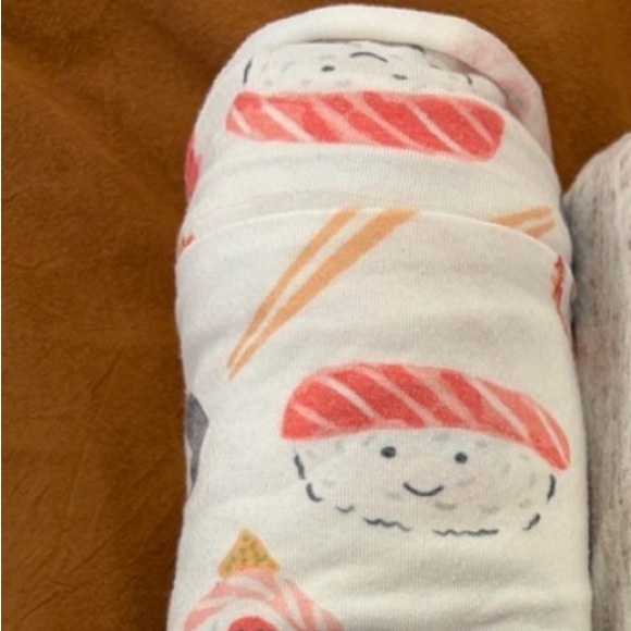 Copper Pearl Baby Swaddle Blanket - Sushi Pattern - Picture 2 of 3